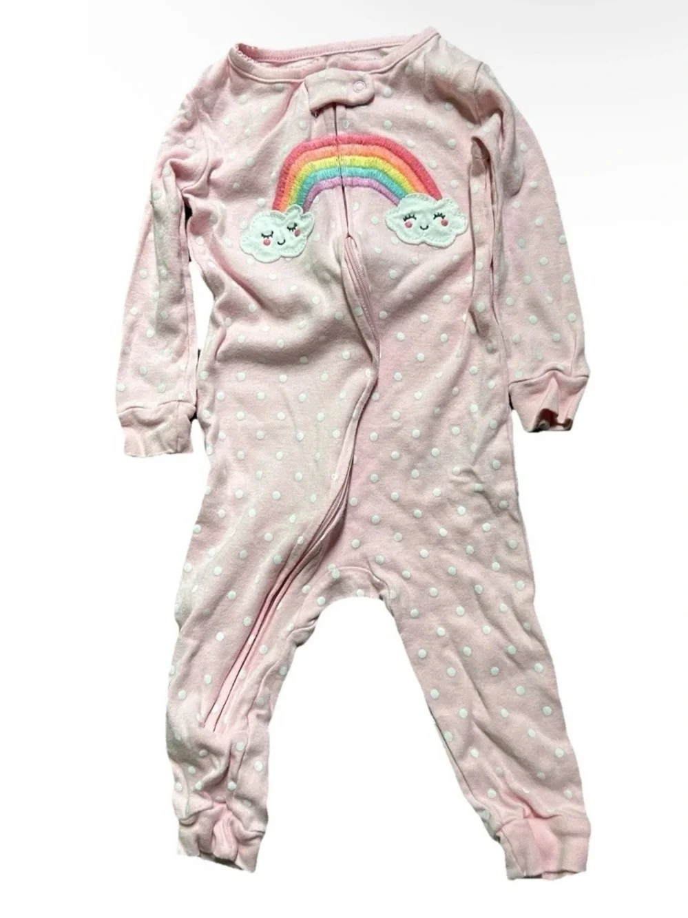 Baby Girl Footie Pajamas Fleece Cotton Pink Blue Size 12 Months